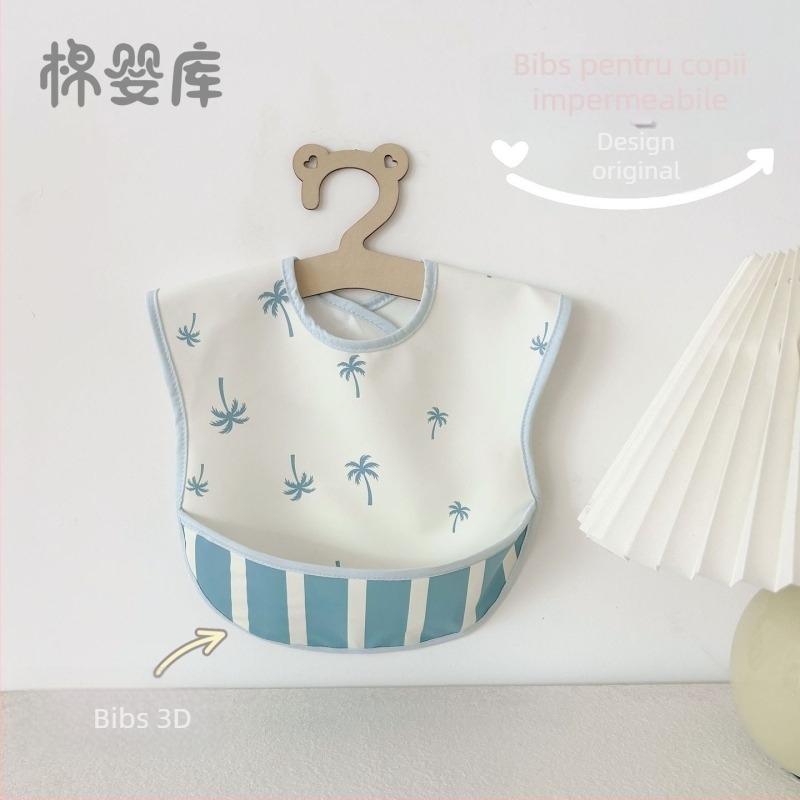 Bibe unisex fără mâneci pentru copii din poliester — impermeabile, rezistente la ulei, potrivite pentru copii 0–6 ani