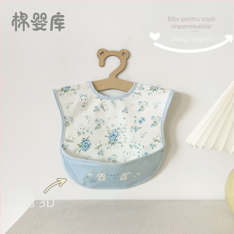 Bibe unisex fără mâneci pentru copii din poliester — impermeabile, rezistente la ulei, potrivite pentru copii 0–6 ani