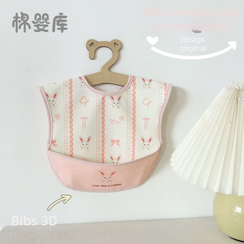 Bibe unisex fără mâneci pentru copii din poliester — impermeabile, rezistente la ulei, potrivite pentru copii 0–6 ani