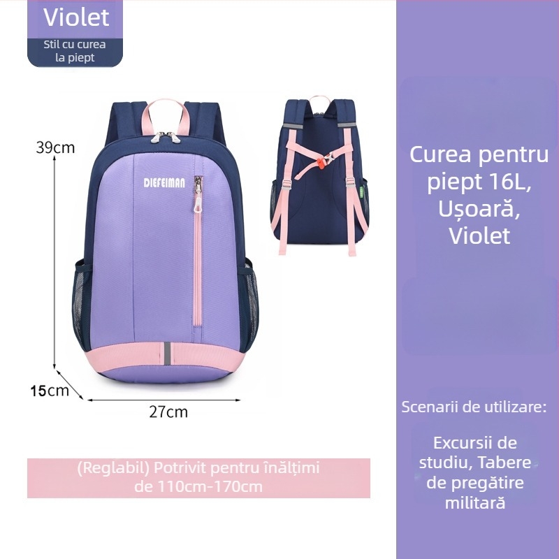 Rucsac de călătorie pentru copii — ultraușor, material Oxford; potrivit pentru 6–12 ani; bretele cu pernă de aer (material Oxford; 6–12 ani; ultraușor; bretele cu pernă de aer)