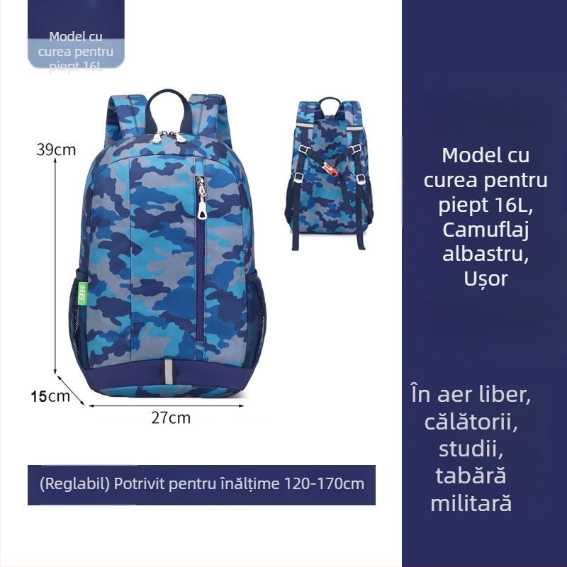 Rucsac de călătorie pentru copii — ultraușor, material Oxford; potrivit pentru 6–12 ani; bretele cu pernă de aer (material Oxford; 6–12 ani; ultraușor; bretele cu pernă de aer)
