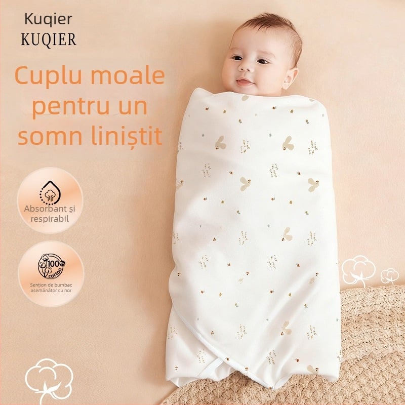 Înfășător pentru nou-născuți din bumbac 100% — model Cartoon, brand Cool qier, pentru înfășat și pătură