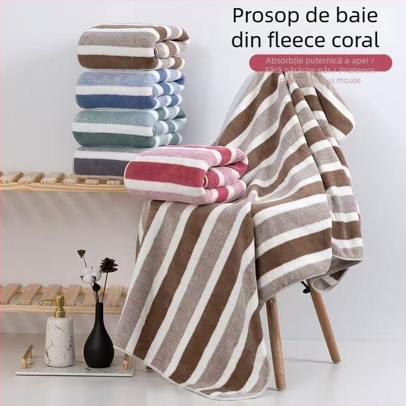 Le yao prosop de baie pentru copii din fleece coral, cu dungi, 150D fir, 140–170 g, tiv și jacquard