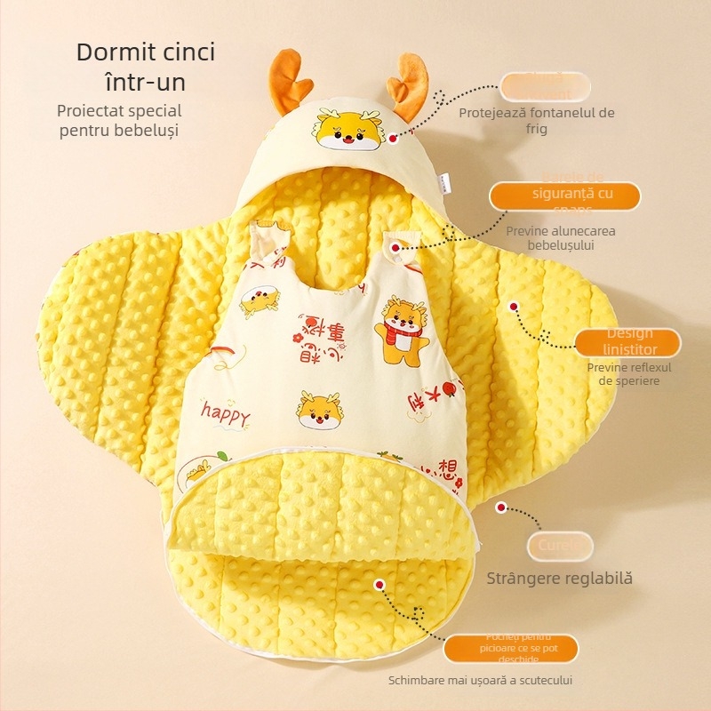 Swaddle pentru bebeluși cu model de fluture – poliester-bumbac, pentru nou-născuți, utilizare iarnă și toamnă.