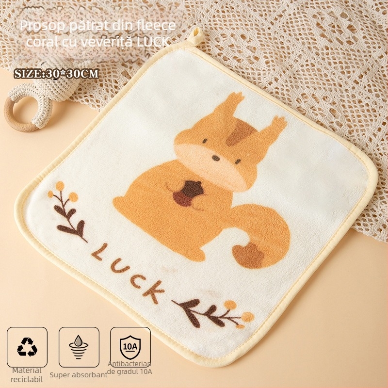 Prosop pentru copii antibacterian din fleece coral, 150D, țesătură simplă