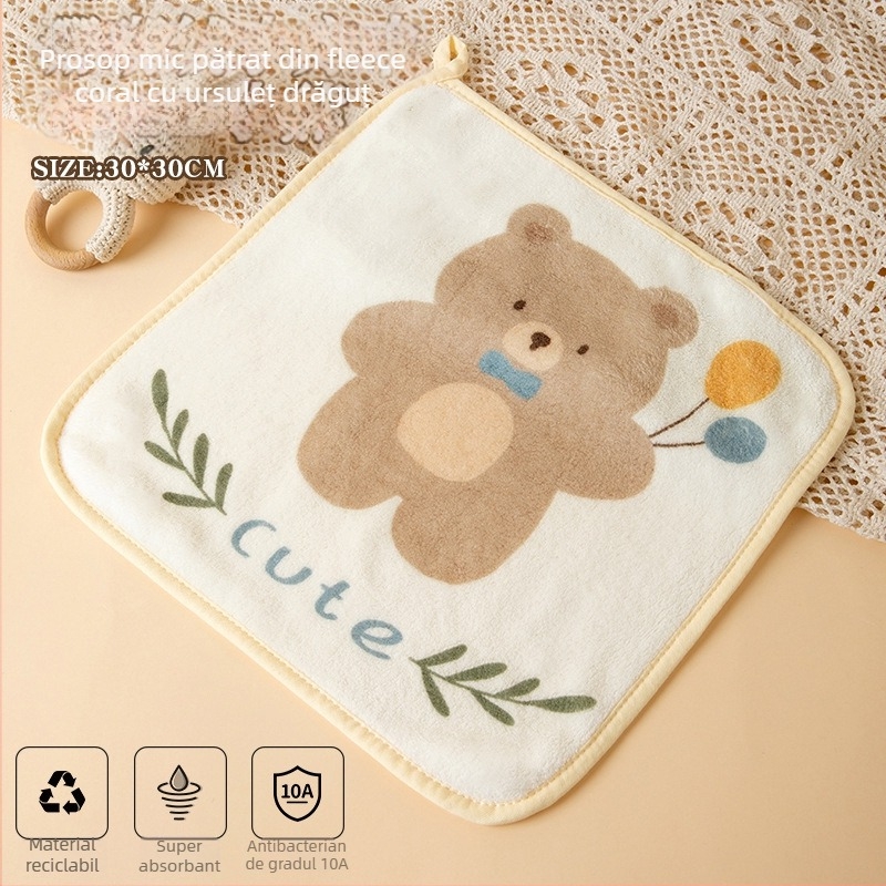 Prosop pentru copii antibacterian din fleece coral, 150D, țesătură simplă