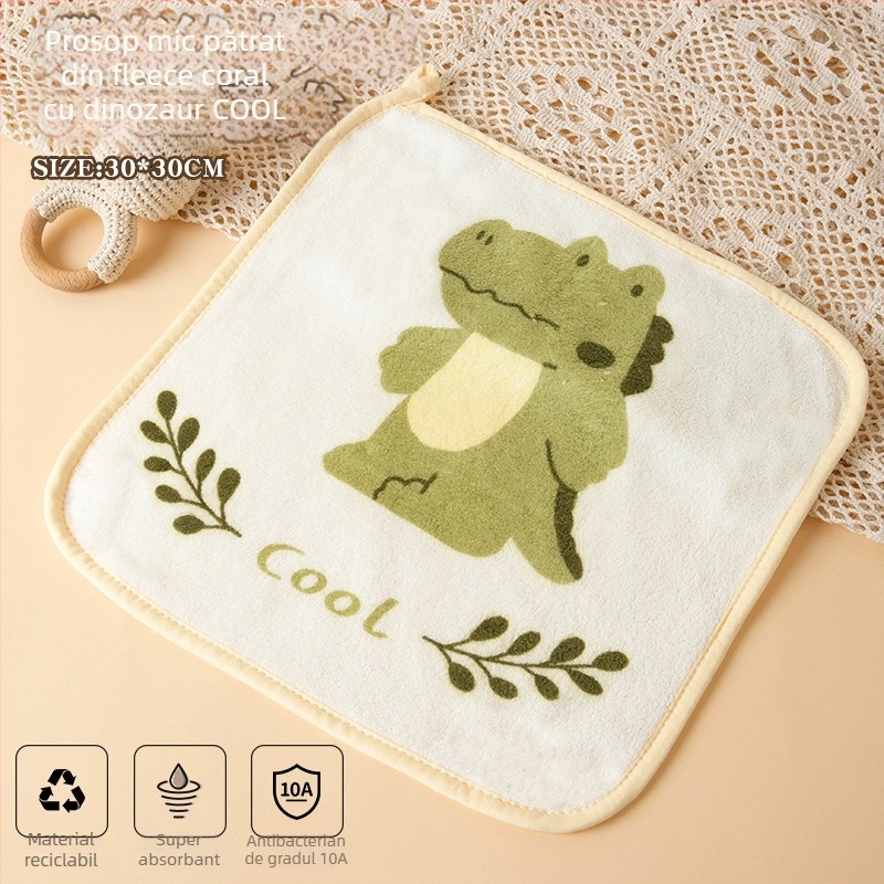 Prosop pentru copii antibacterian din fleece coral, 150D, țesătură simplă