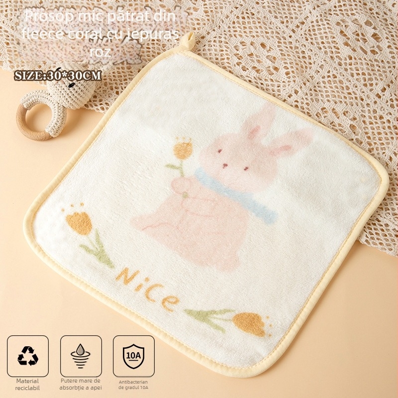 Prosop pentru copii antibacterian din fleece coral, 150D, țesătură simplă