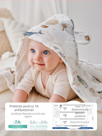 Pătură de înfășat din bumbac pentru nou-născuți – patru anotimpuri, model animale/desene animate, Siguranță Clasa A