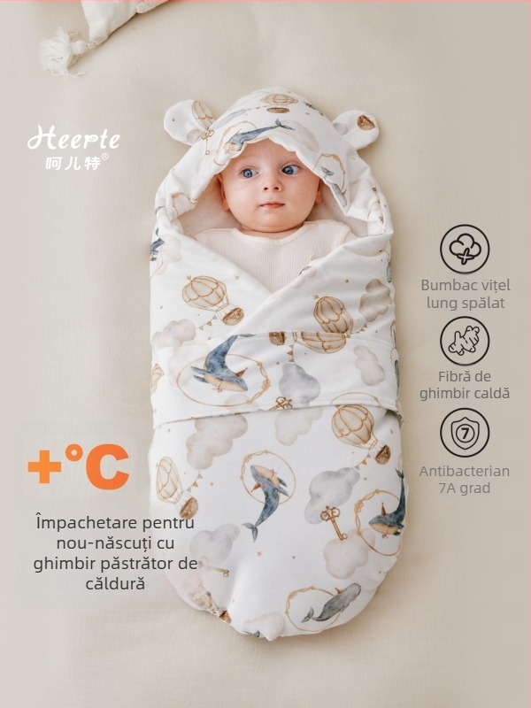 Pătură de înfășat din bumbac pentru nou-născuți – patru anotimpuri, model animale/desene animate, Siguranță Clasa A