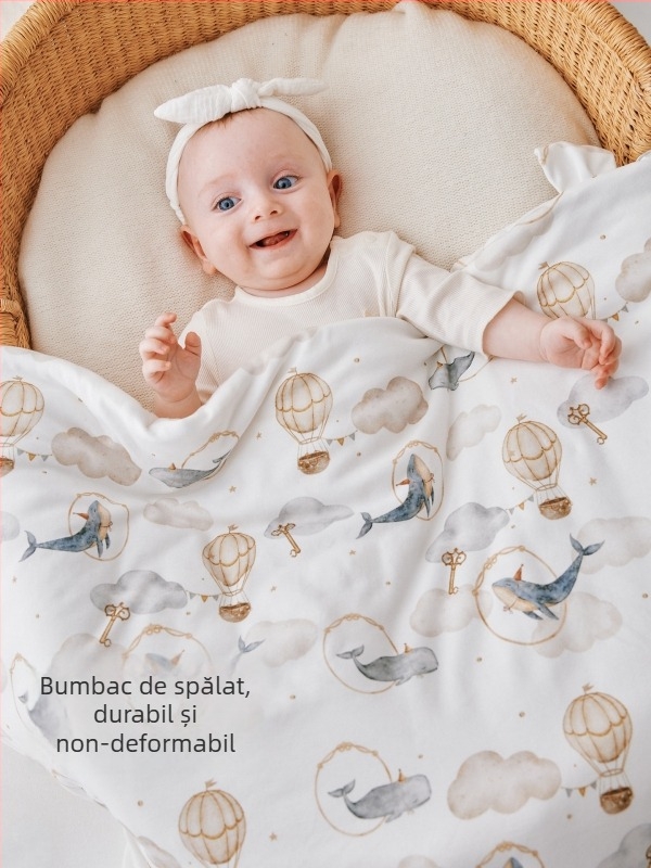 Pătură de înfășat din bumbac pentru nou-născuți – patru anotimpuri, model animale/desene animate, Siguranță Clasa A