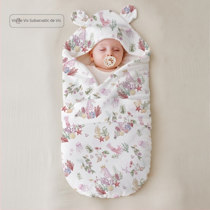 Pătură de înfășat din bumbac pentru nou-născuți – patru anotimpuri, model animale/desene animate, Siguranță Clasa A