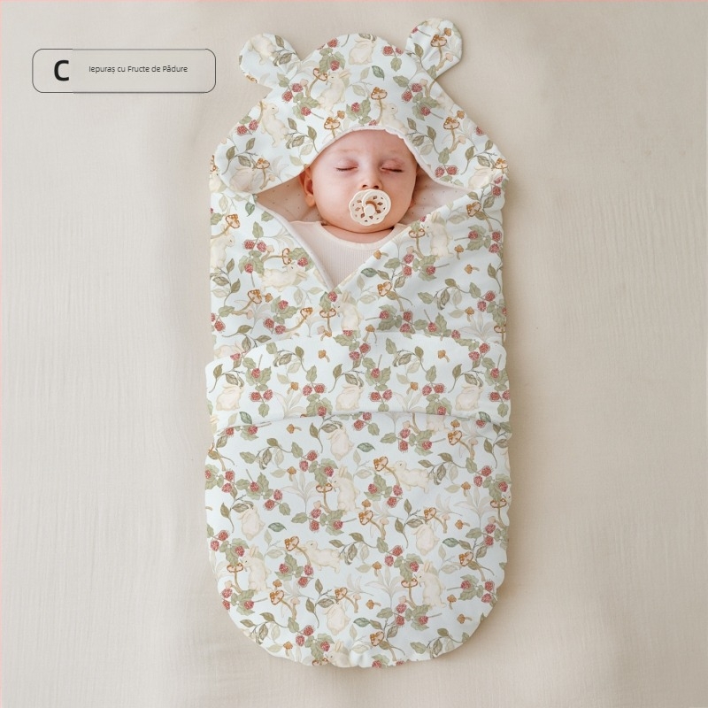 Pătură de înfășat din bumbac pentru nou-născuți – patru anotimpuri, model animale/desene animate, Siguranță Clasa A