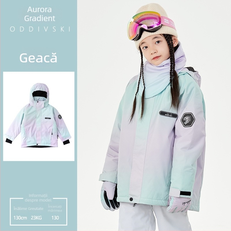 Combine de ski pentru copii, unisex, exterior gros anti-zăpadă, umplutură din mătase-pamuk, impermeabil 20000mm, țesătură Oxford respirabilă
