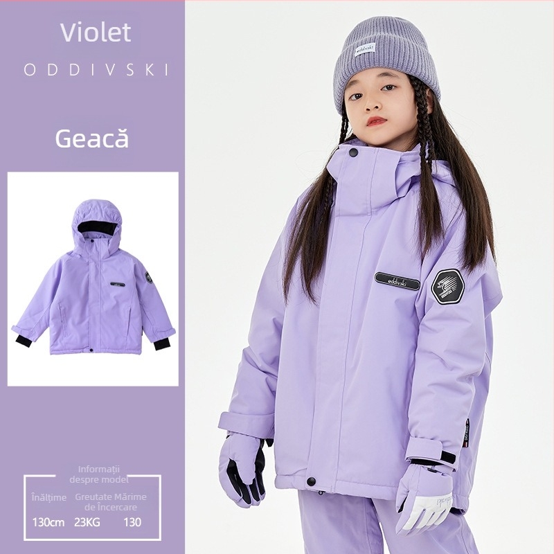 Combine de ski pentru copii, unisex, exterior gros anti-zăpadă, umplutură din mătase-pamuk, impermeabil 20000mm, țesătură Oxford respirabilă