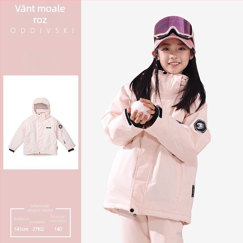 Combine de ski pentru copii, unisex, exterior gros anti-zăpadă, umplutură din mătase-pamuk, impermeabil 20000mm, țesătură Oxford respirabilă