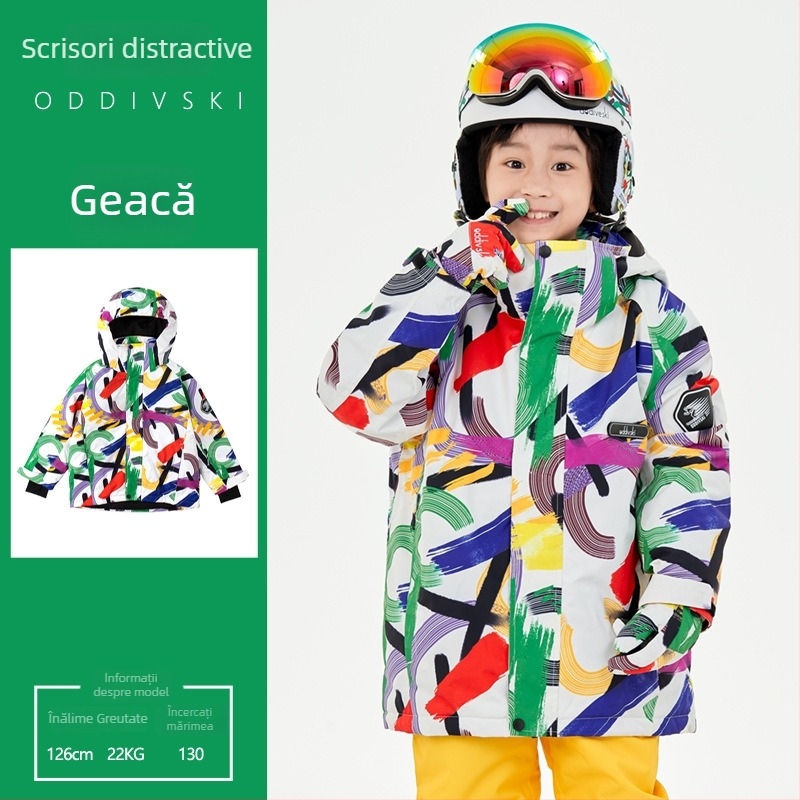 Combine de ski pentru copii, unisex, exterior gros anti-zăpadă, umplutură din mătase-pamuk, impermeabil 20000mm, țesătură Oxford respirabilă
