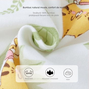 Costum de pijama din bumbac pentru bebeluși, mâneci lungi, protecție a burții, sex neutru, 0–12 luni (până la 80 cm), 100% bumbac, primăvară–toamnă