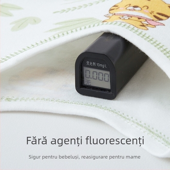 Costum de pijama din bumbac pentru bebeluși, mâneci lungi, protecție a burții, sex neutru, 0–12 luni (până la 80 cm), 100% bumbac, primăvară–toamnă