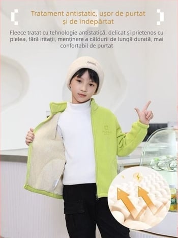 Jachetă unisex pentru copii, cu căptușeală polar, respirabilă, menține căldura, poliester durabil