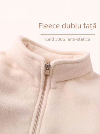 Jachetă unisex pentru copii, cu căptușeală polar, respirabilă, menține căldura, poliester durabil