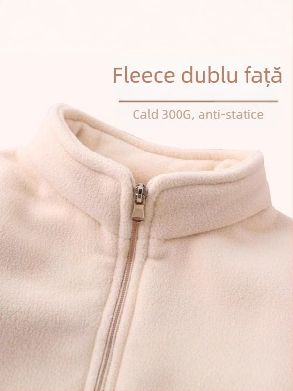 Jachetă unisex pentru copii, cu căptușeală polar, respirabilă, menține căldura, poliester durabil