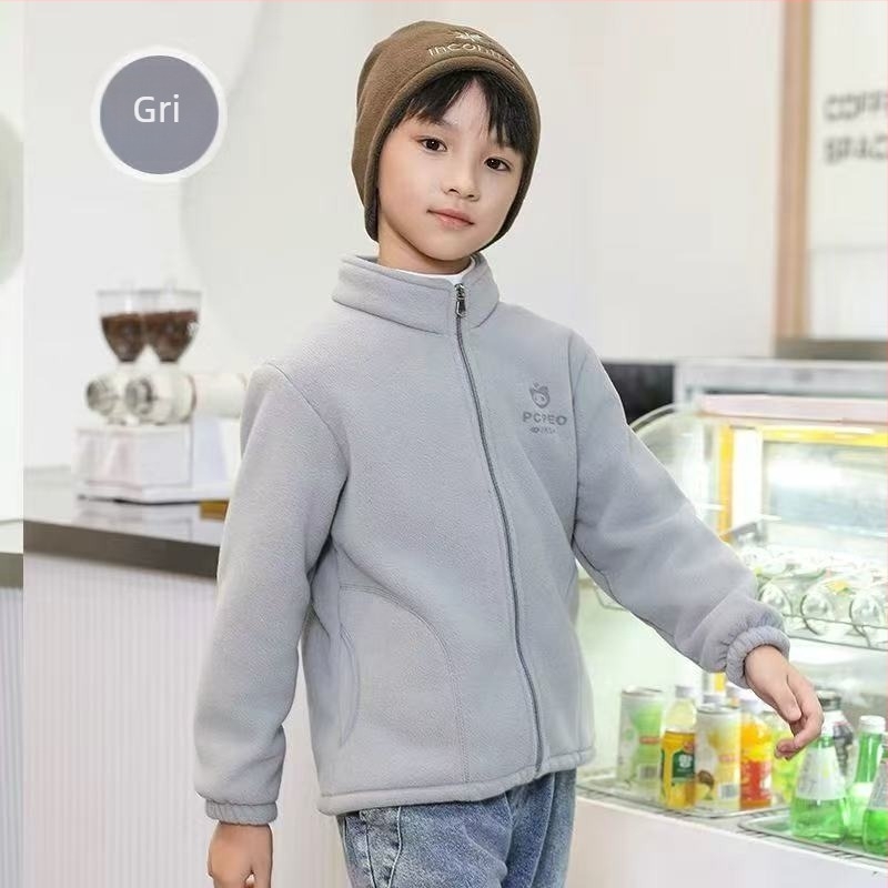 Jachetă unisex pentru copii, cu căptușeală polar, respirabilă, menține căldura, poliester durabil