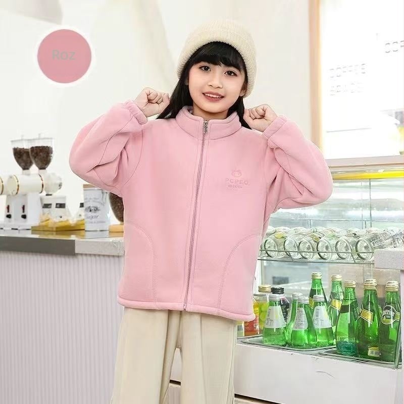 Jachetă unisex pentru copii, cu căptușeală polar, respirabilă, menține căldura, poliester durabil