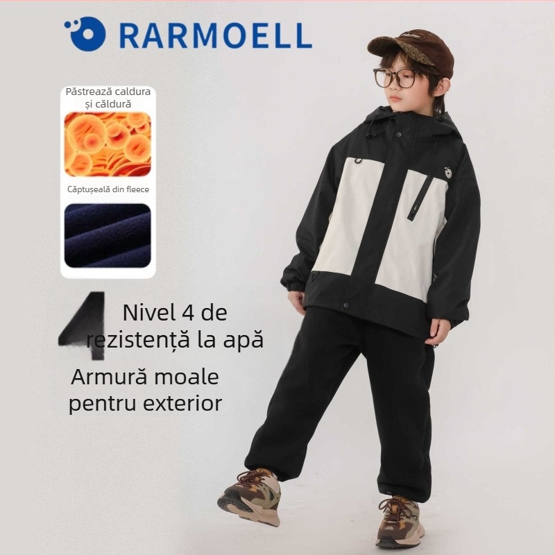 Geacă de iarnă pentru copii trei în unu, cu căptușeală detașabilă din fleece, impermeabilă 1000mm, rezistentă la vânt, respirabilă, cu glugă