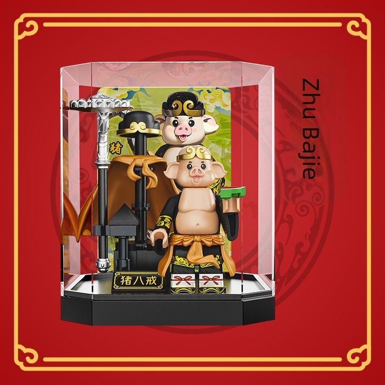Set de figurițe mini-construit Monkey King și Guanyin, plastic ABS, până la 38 piese, pentru vârsta 7–14