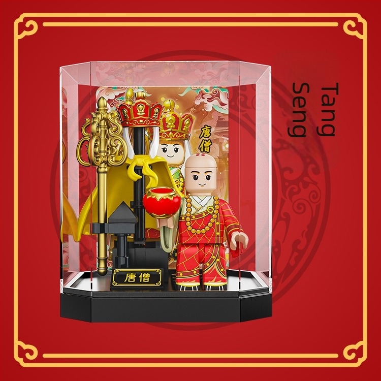 Set de figurițe mini-construit Monkey King și Guanyin, plastic ABS, până la 38 piese, pentru vârsta 7–14