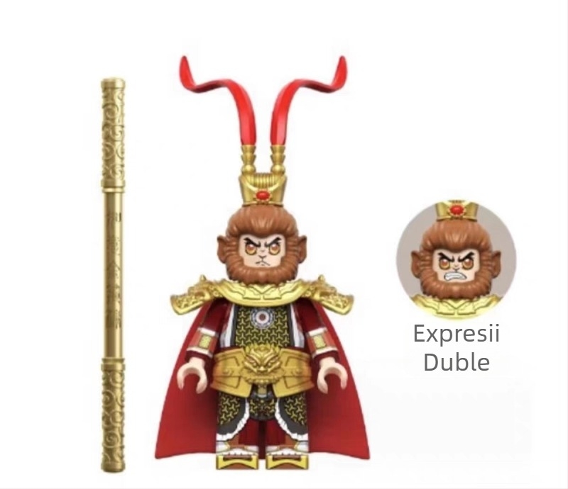 Set de figurițe mini-construit Monkey King și Guanyin, plastic ABS, până la 38 piese, pentru vârsta 7–14