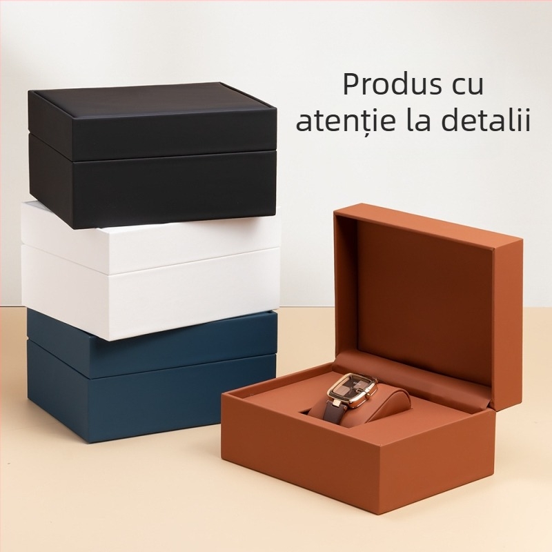 Cutie de ceas cu capac basculant din PU – cutie elegantă cu logo, în stoc
