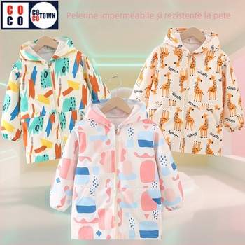 Pelerină de protecție pentru copii cu imprimeu floral, impermeabilă, poliester, unisex, pentru copii 3-8 ani, toamna 2025