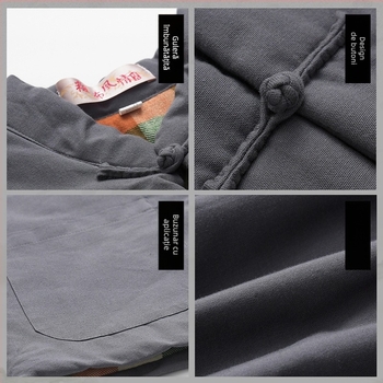 Vesta din bumbac cu umplutură de bumbac, stil chinezesc, croială lejeră, umplutură groasă, țesătură din bumbac