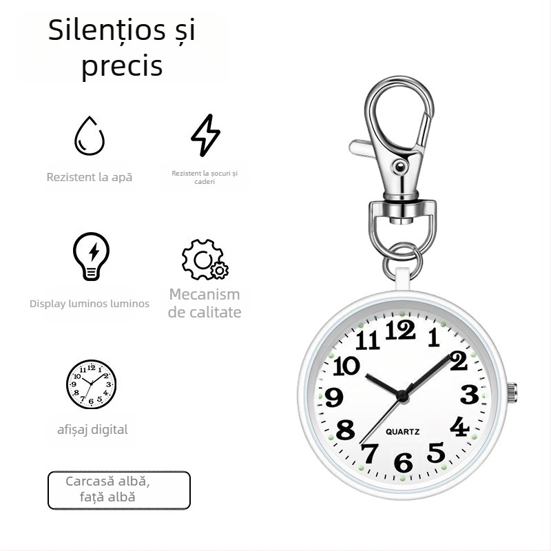 Ceas de buzunar pentru examene, mișcare mecanică, cadran rotund de 40 mm, carcasă din aliaj