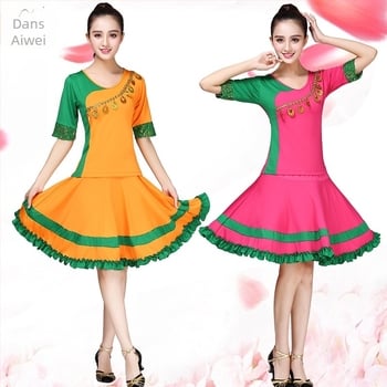 Costum de dans pătrat pentru seniori — Primăvară/Vară, femei, țesătură Milk Silk; căptușeală Milk Silk (80% bumbac)