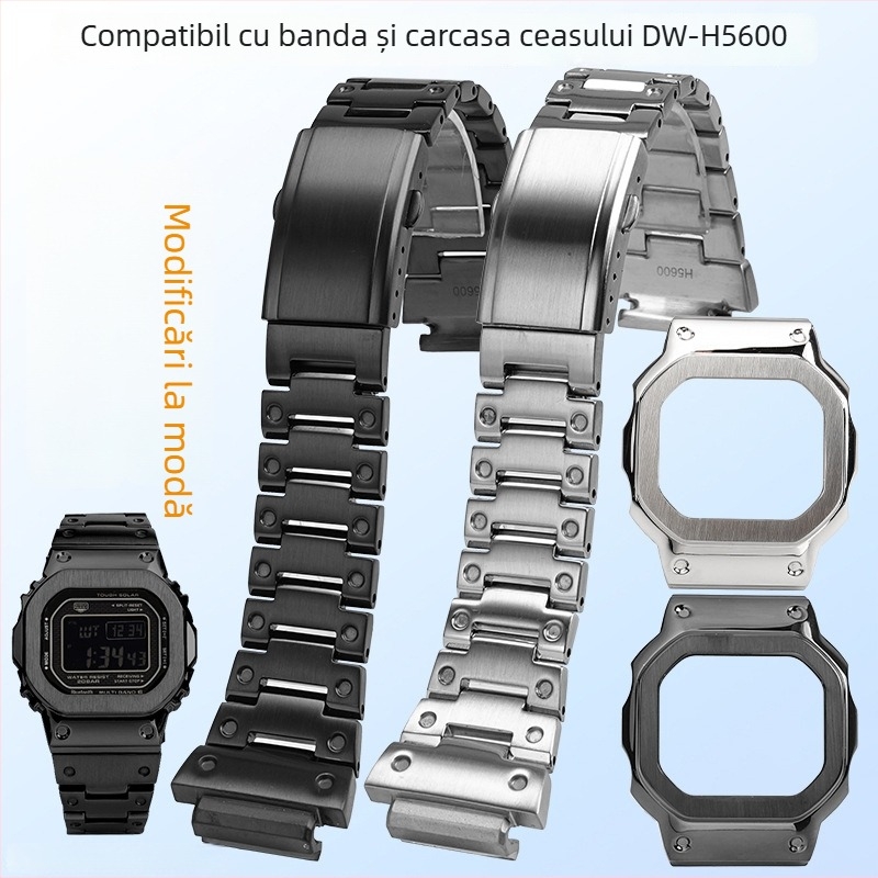 Hendry Casio seria DW-H5600 pătrat mic, carcasă și curea din oțel inoxidabil modificate