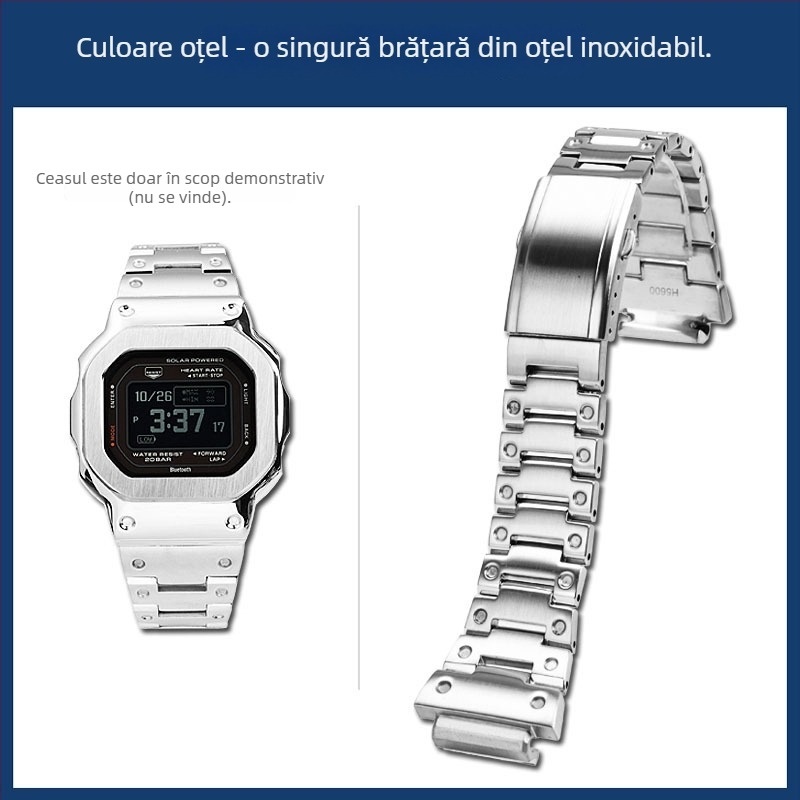 Hendry Casio seria DW-H5600 pătrat mic, carcasă și curea din oțel inoxidabil modificate
