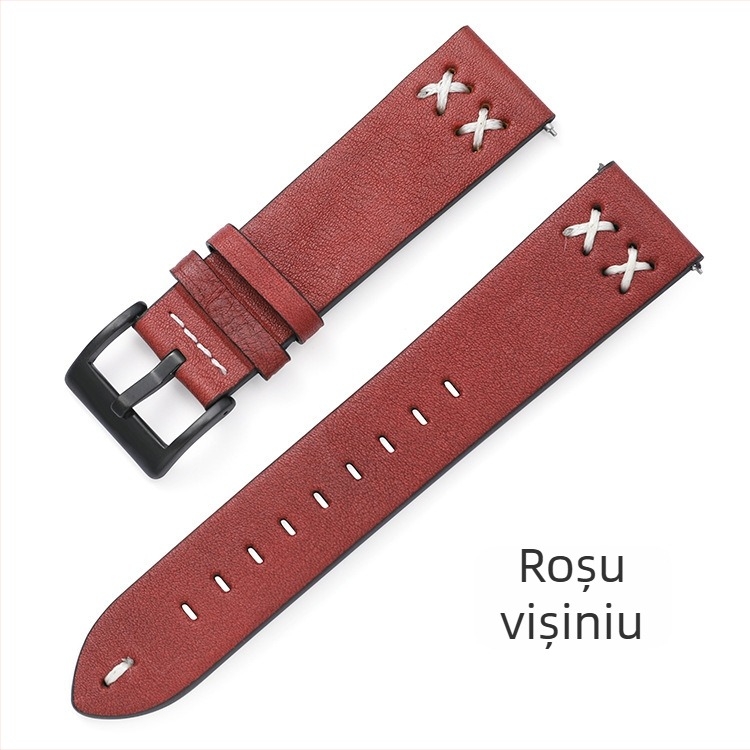 Brățară pentru ceas din piele naturală de vită, lucrată manual, compatibilă cu ceasuri Samsung, Huawei și Moto.