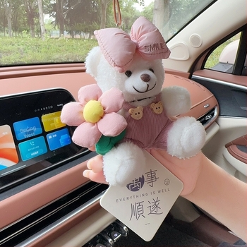 Pandantiv auto cu ursuleț plușat pentru aromaterapie, decor interior – stil desen animat, ornamente auto