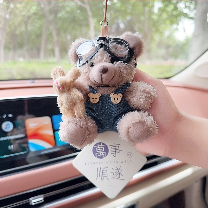 Pandantiv auto cu ursuleț plușat pentru aromaterapie, decor interior – stil desen animat, ornamente auto