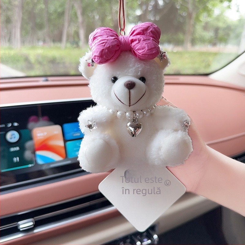 Pandantiv auto cu ursuleț plușat pentru aromaterapie, decor interior – stil desen animat, ornamente auto