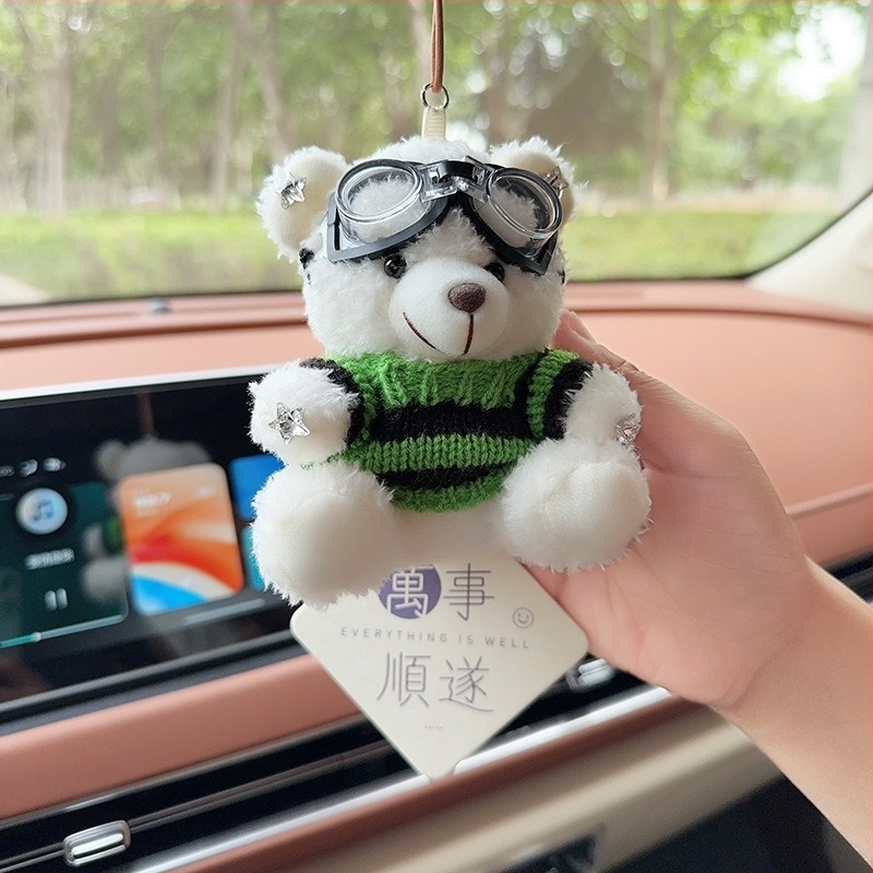 Pandantiv auto cu ursuleț plușat pentru aromaterapie, decor interior – stil desen animat, ornamente auto