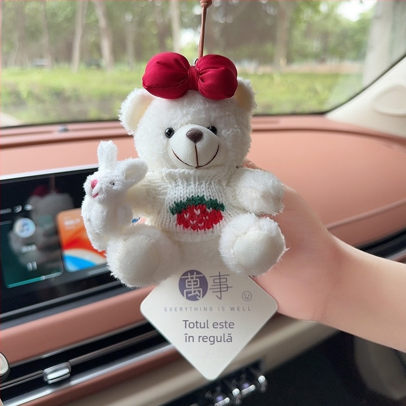 Pandantiv auto cu ursuleț plușat pentru aromaterapie, decor interior – stil desen animat, ornamente auto