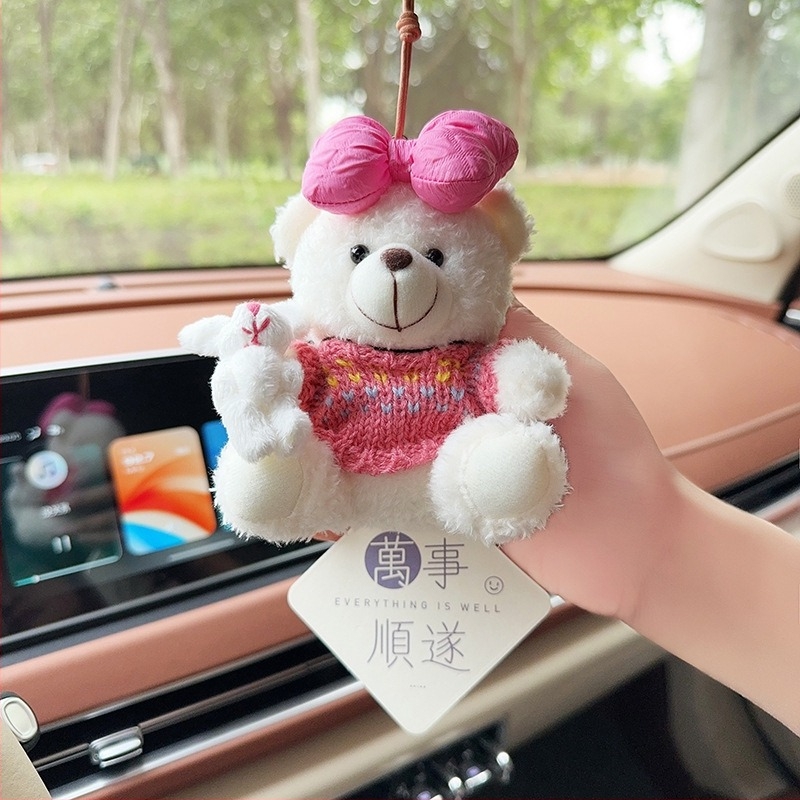 Pandantiv auto cu ursuleț plușat pentru aromaterapie, decor interior – stil desen animat, ornamente auto