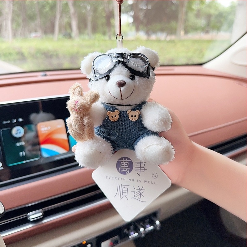 Pandantiv auto cu ursuleț plușat pentru aromaterapie, decor interior – stil desen animat, ornamente auto