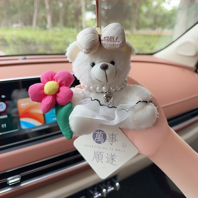 Pandantiv auto cu ursuleț plușat pentru aromaterapie, decor interior – stil desen animat, ornamente auto