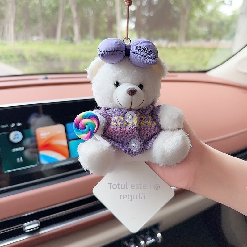 Pandantiv auto cu ursuleț plușat pentru aromaterapie, decor interior – stil desen animat, ornamente auto