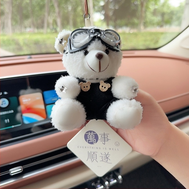 Pandantiv auto cu ursuleț plușat pentru aromaterapie, decor interior – stil desen animat, ornamente auto